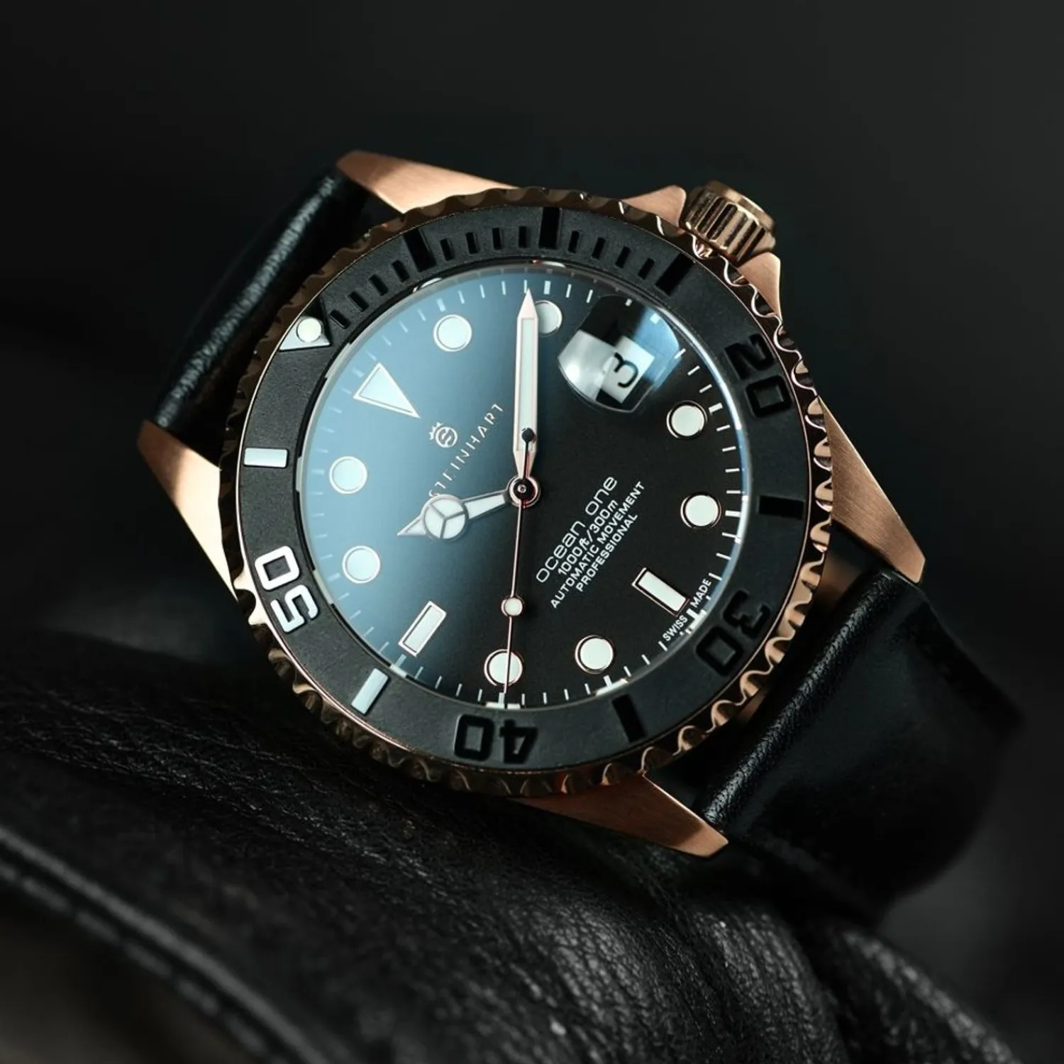 Steinhart Watches Dameshorloges^Ocean 39 Roze-Gouden Keramiek Duikhorloge