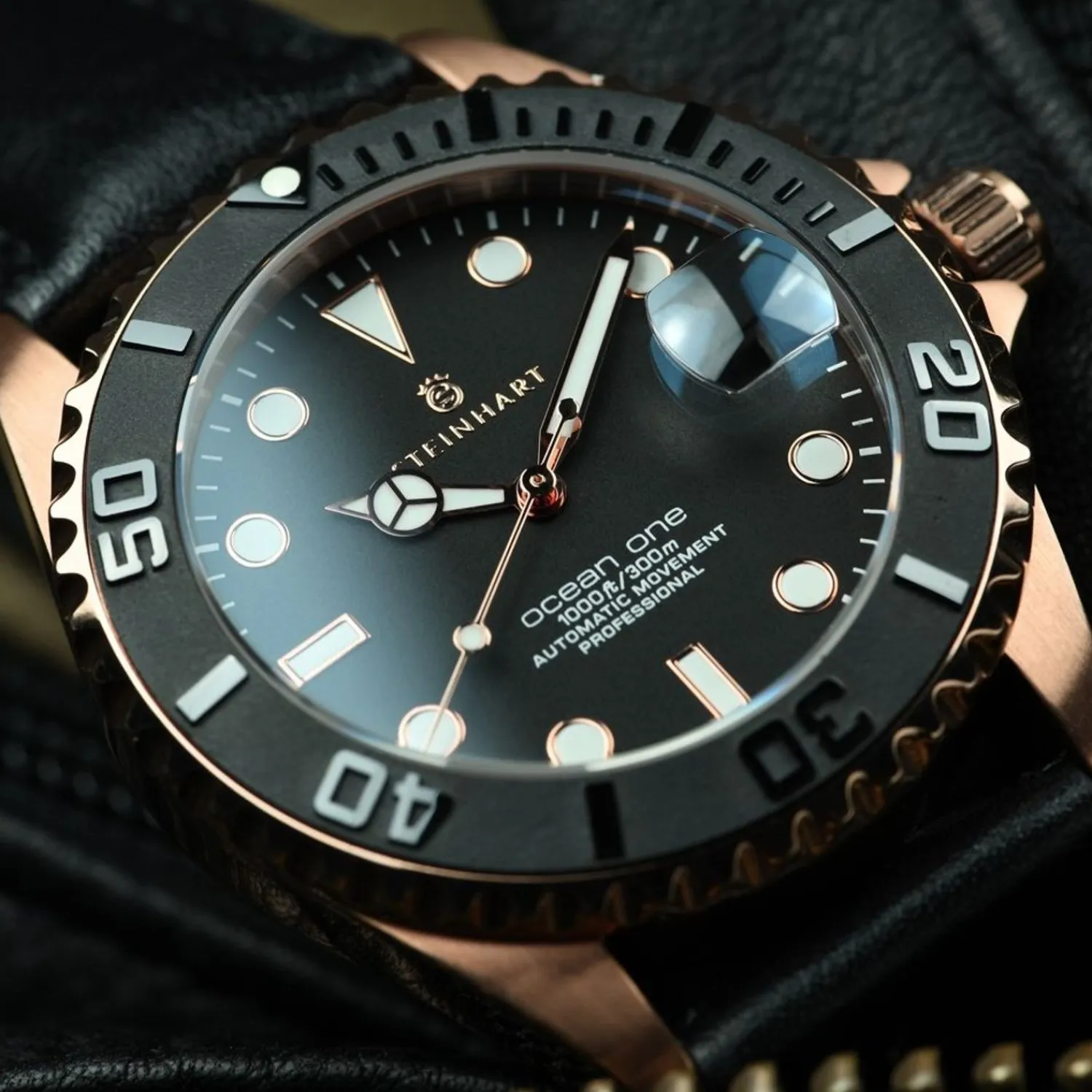 Steinhart Watches Dameshorloges^Ocean 39 Roze-Gouden Keramiek Duikhorloge