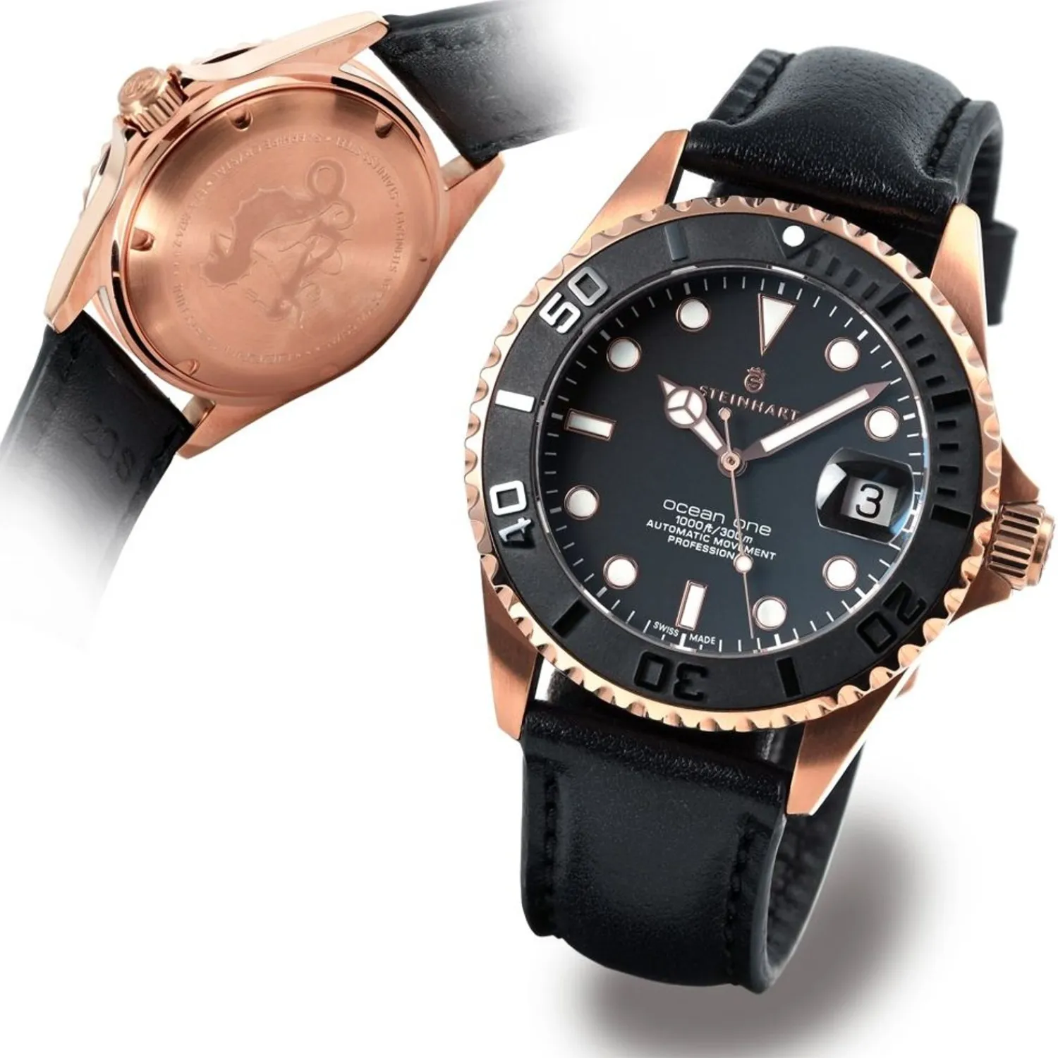 Steinhart Watches Duikhorloges 39 Mm^Ocean 39 Roze-Gouden Keramiek Duikhorloge