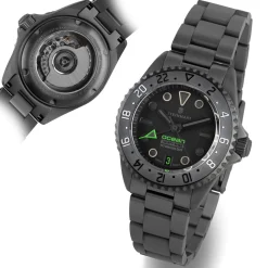Steinhart Watches Premium Lijn^Ocean 39 Titanium Gmt Phantom Groen