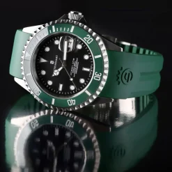 Steinhart Watches Rubberen Banden^Rubberen Band Groen Nieuw 22X18 Mm Voor Ocean 42 En Ocean 44 Met Sluiting Staal