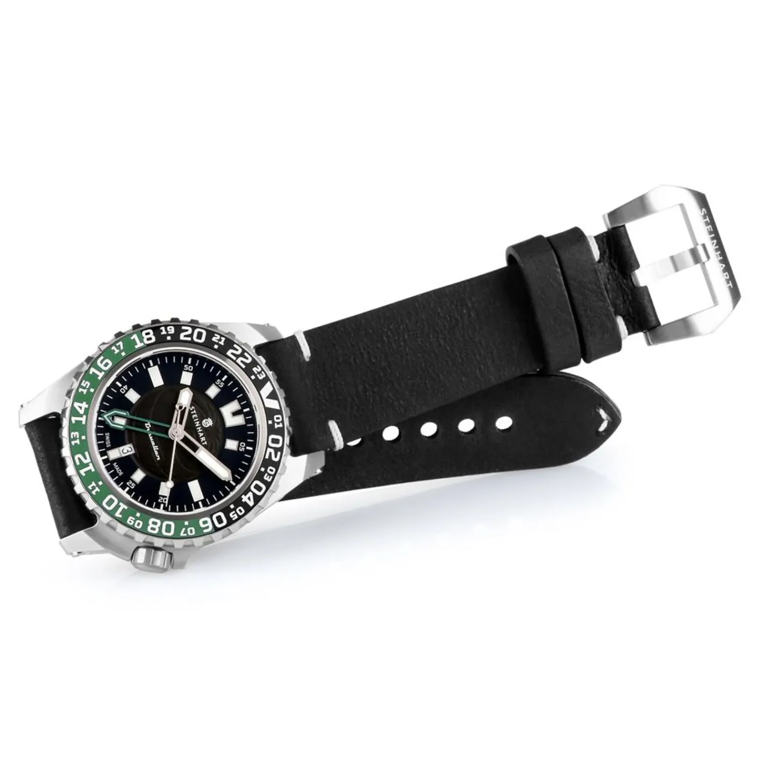Steinhart Watches Duikhorloges 44 Mm^Traveller Gmt Groen Duikhorloge