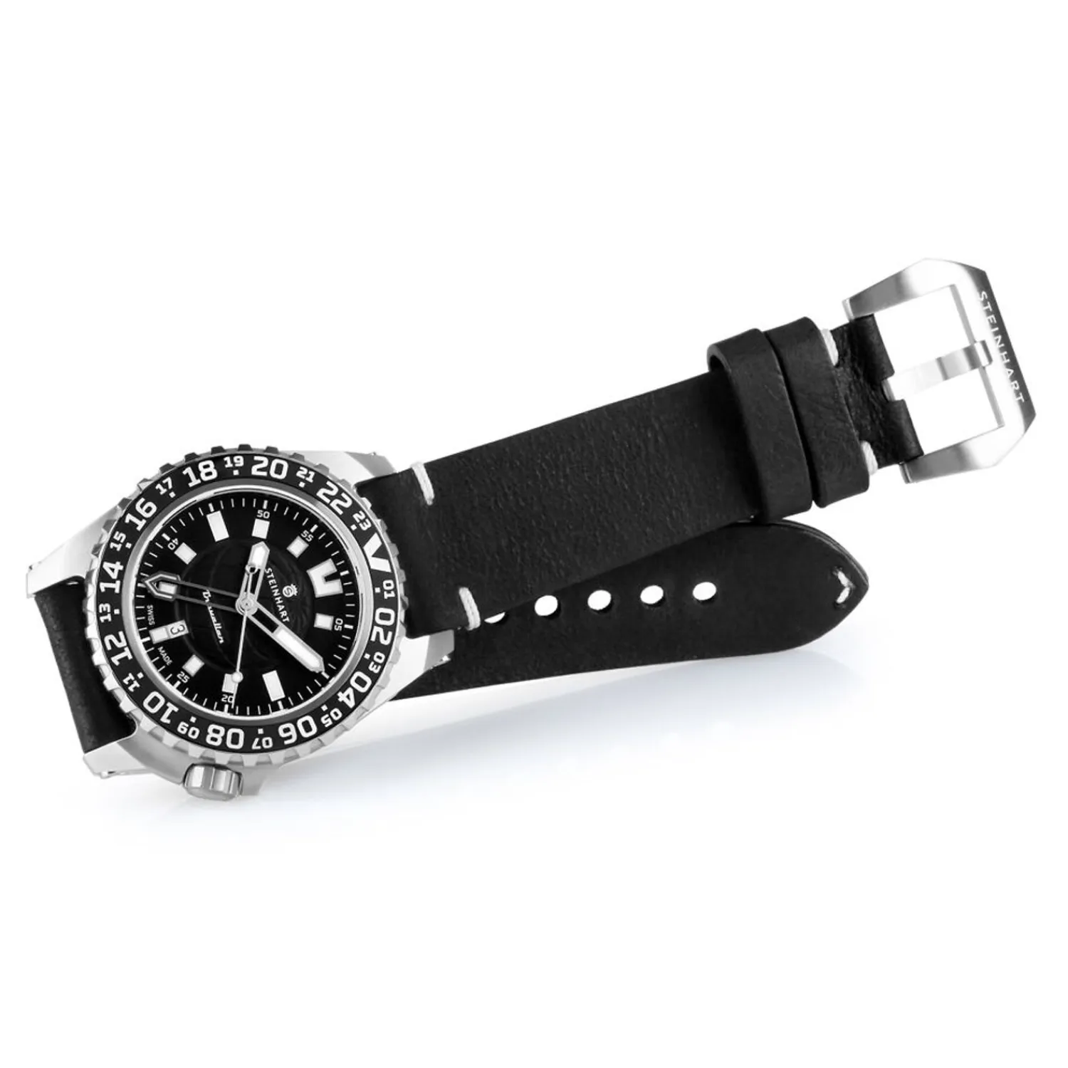 Steinhart Watches Duikhorloges 44 Mm^Traveller Gmt Zwart Duikershorloge